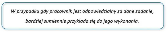 Pracownicy lubią czuć się odpowiedzialni za zadania, nad którymi pracują.